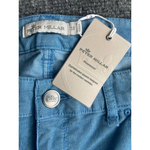 Peter Millar Pants Womens 10 Sky Blue Corduroy Straight Golf Active‎ NEW $129 - Picture 3 of 10